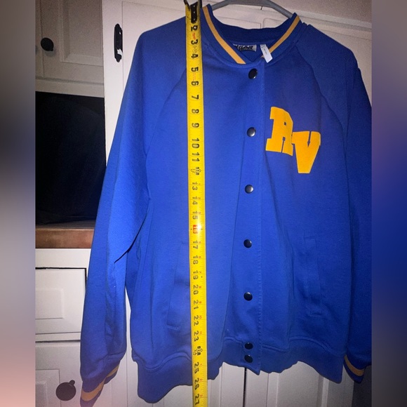 Reclaimed Vintage Letterman Jacket US Size 20 Royal Blue Yellow Unisex - Picture 5 of 6